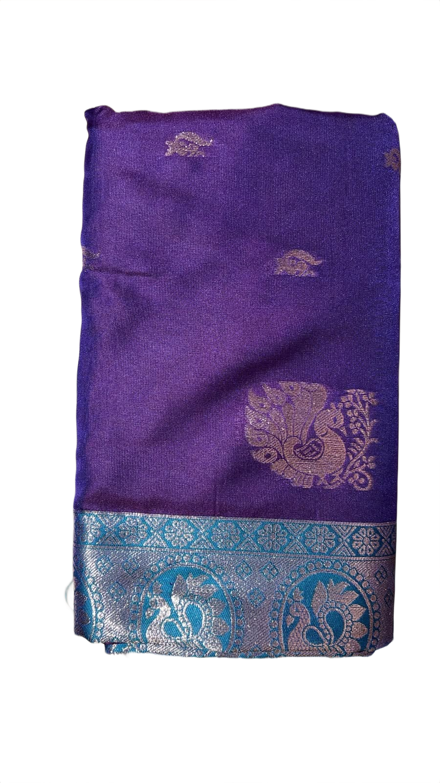 Royal Purple & Turquoise Zari Silk Saree