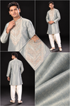 Silver Grey Embroidered Kurta Set