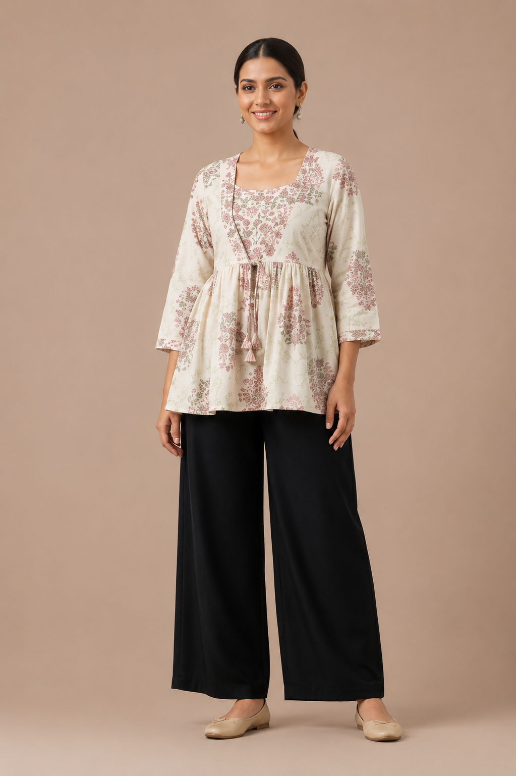 Elegant Floral Printed Peplum Top for Women