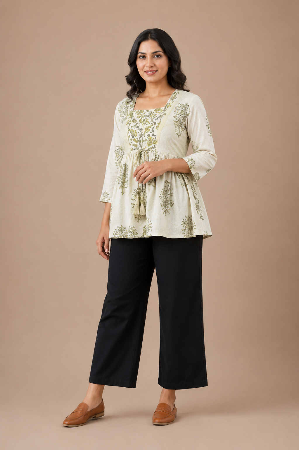 Elegant Floral Printed Peplum Top for Women