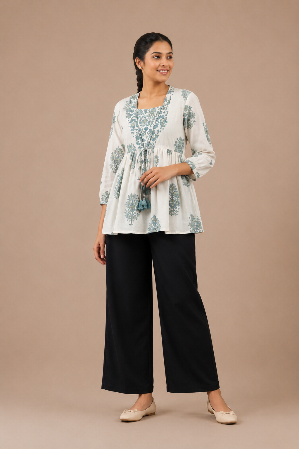 Elegant Floral Printed Peplum Top for Women