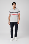 Men’s Light Grey Striped Polo T-Shirt