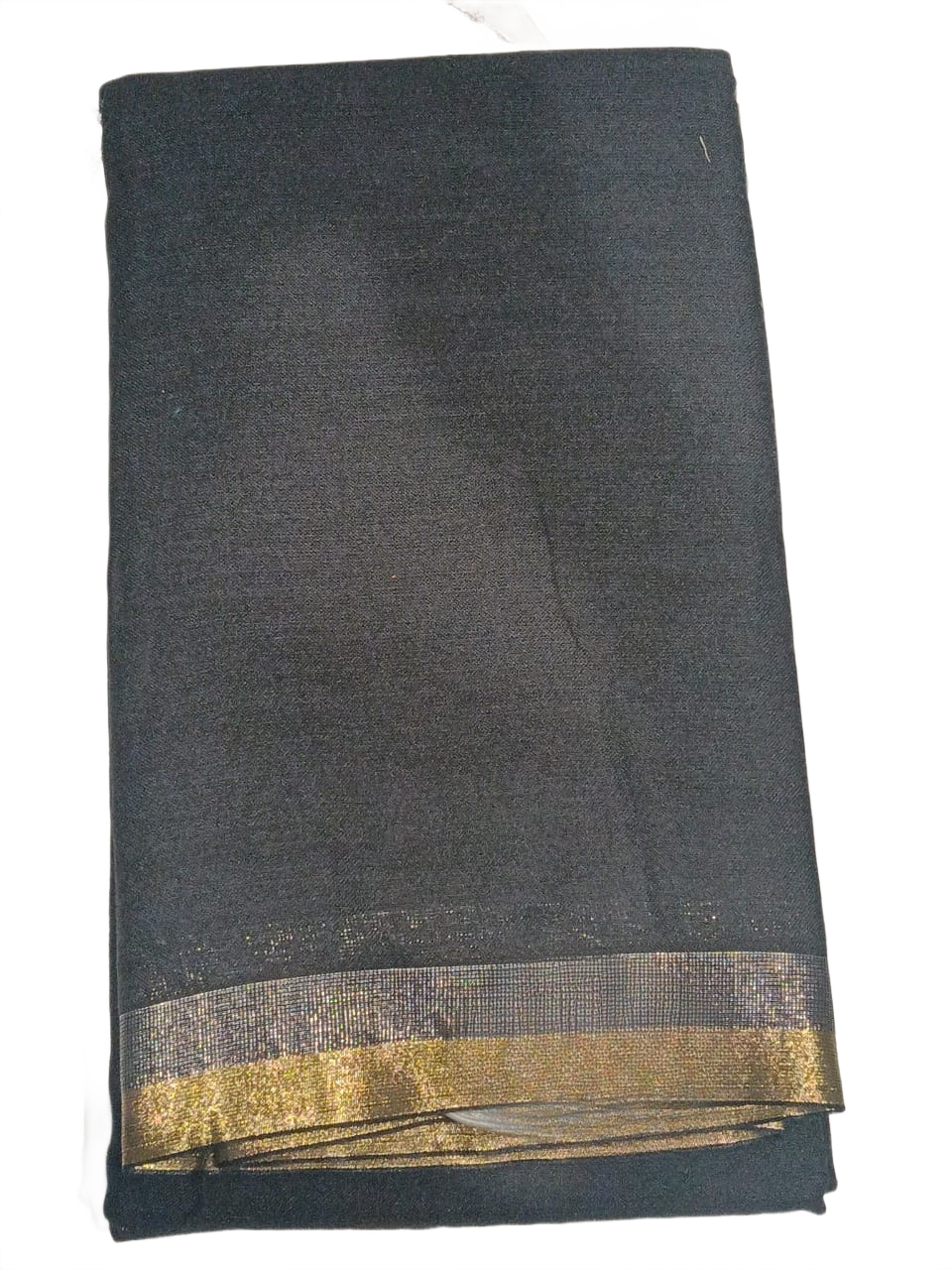 Classic Black Handloom Saree with Dual-Tone Border