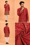 Royal Red Heritage Print Festive Kurta