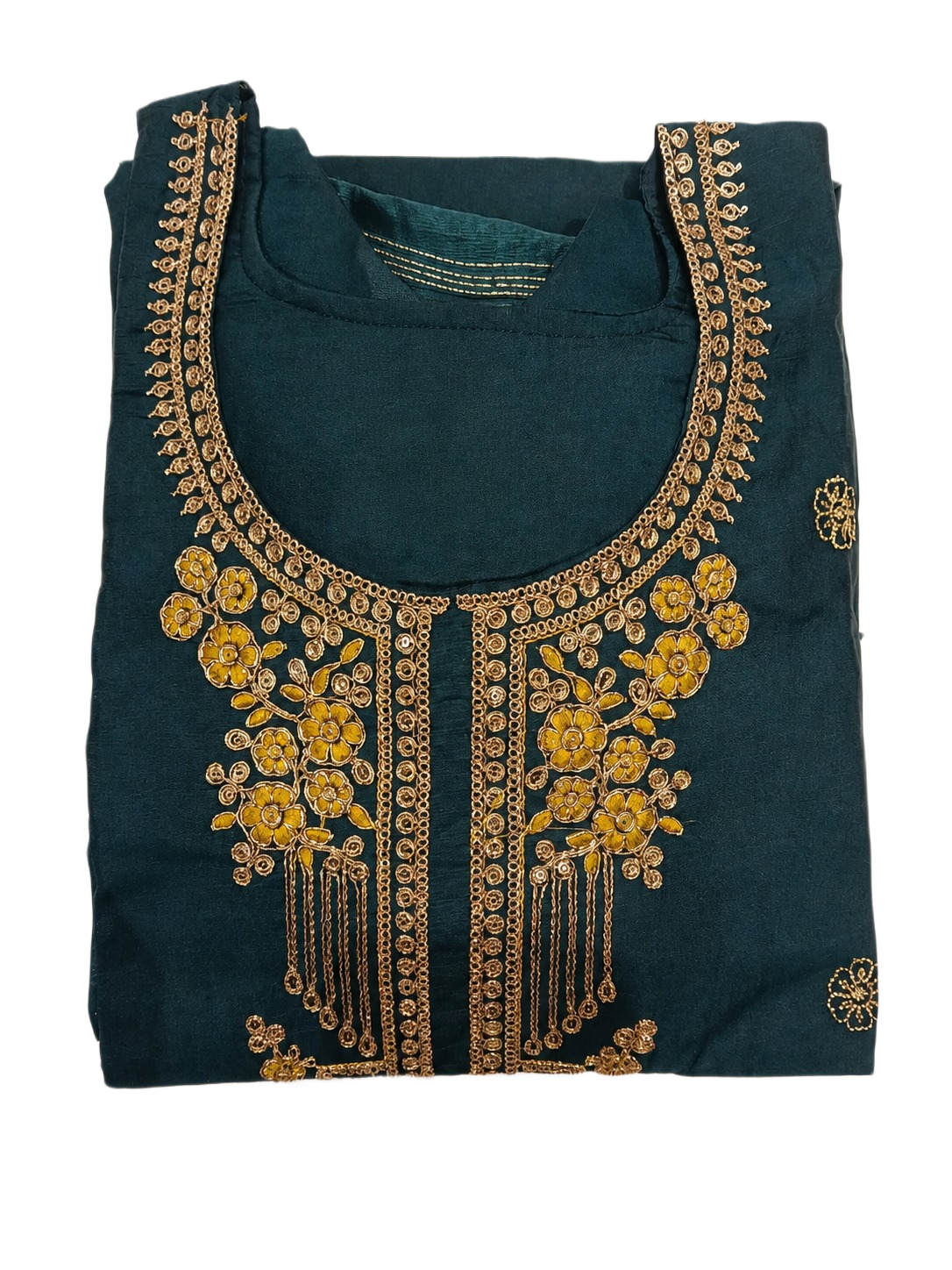 Elegant Teal Green Embroidered Kurti Pant & Dupatta Se