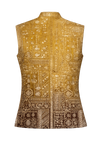 Men's Mustard Gold Jacquard Nehru Jacket | Premium Ethnic Wedding Waistcoat