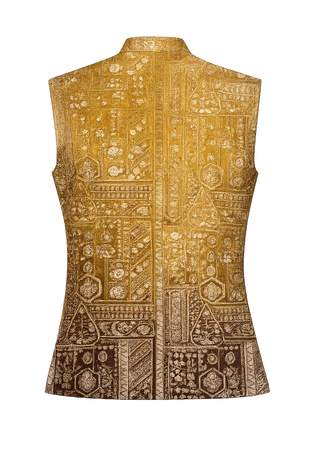 Men's Mustard Gold Jacquard Nehru Jacket | Premium Ethnic Wedding Waistcoat