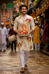Ivory Floral Printed Festive Kurta