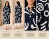 Navy Abstract Print Straight Kurti