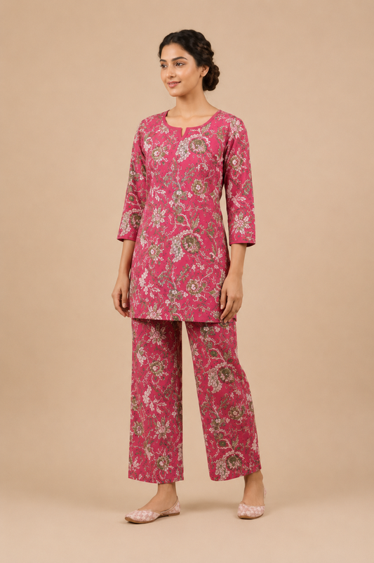 Women Floral Printed Cotton Co-Ord Set