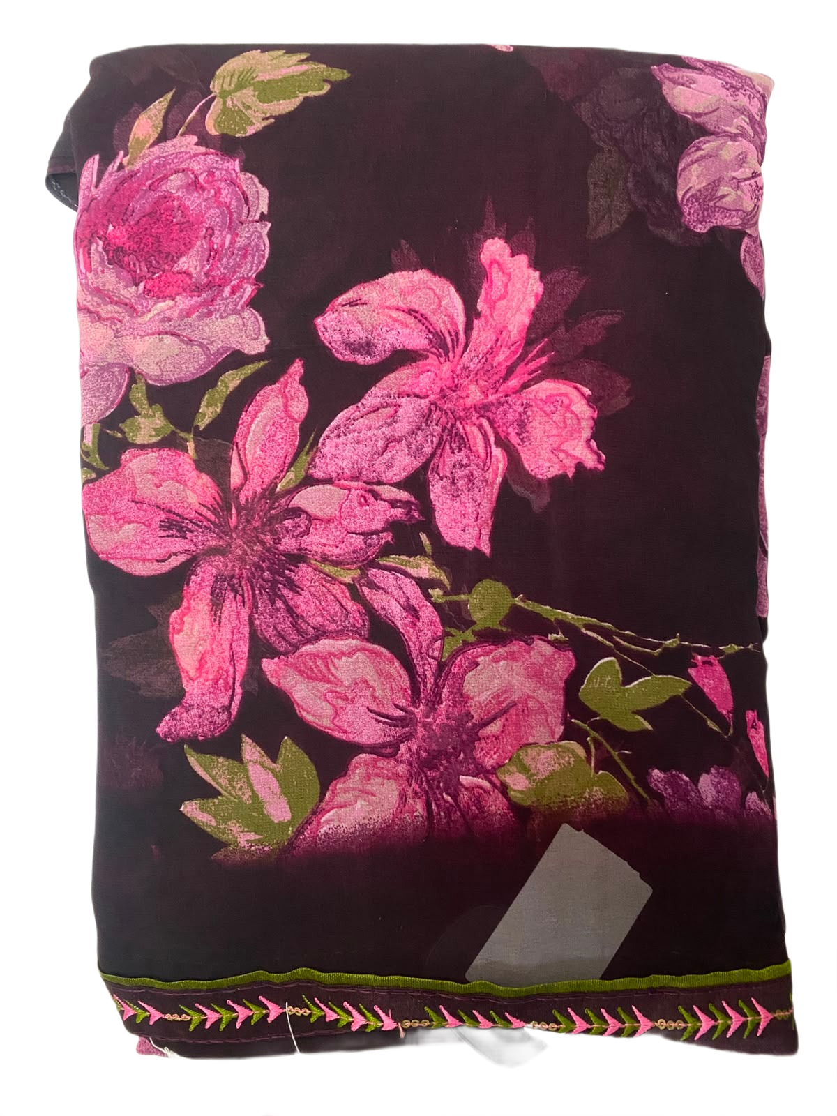Elegant  Floral Printed Georgette Saree with Designer Border