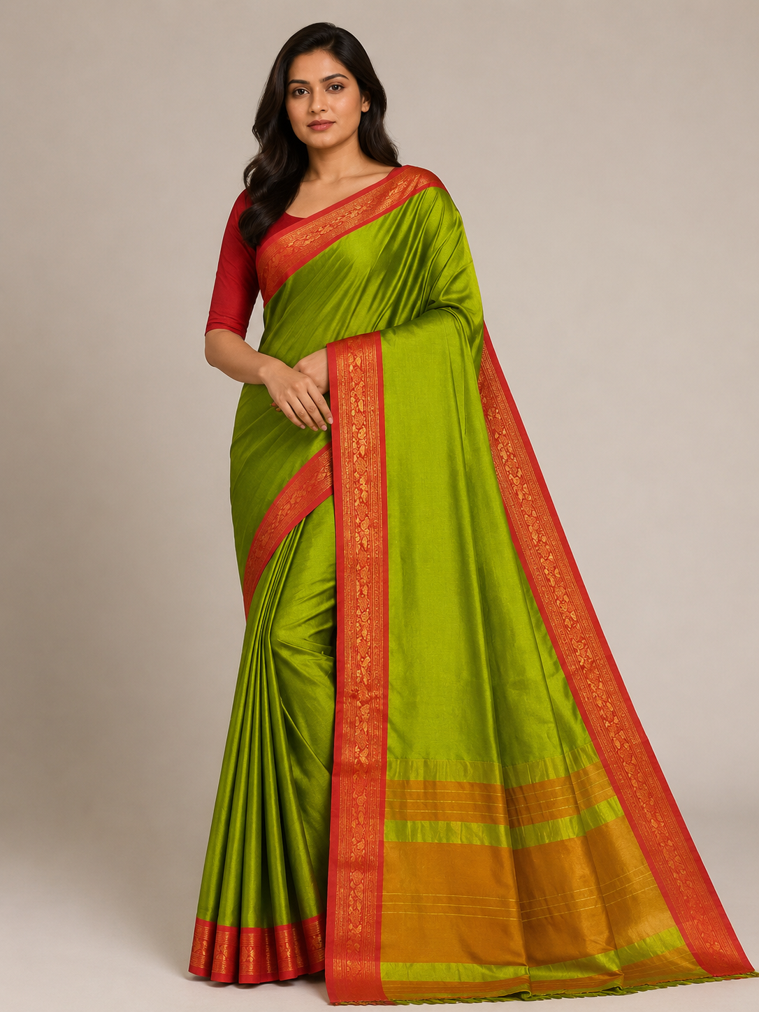Elegant Silk  Zari Border saree