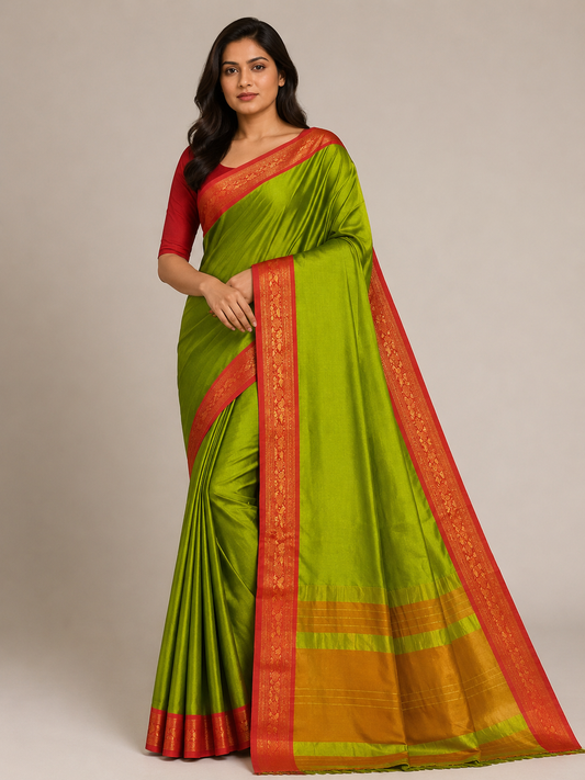 Elegant Silk  Zari Border saree