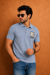 AAIMS Men's Sky Blue Polo T-Shirt