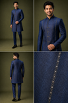 Royal Navy Blue Indo-Western Sherwani Set