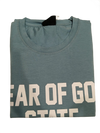 Fear of God State Oversized Printed T-Shirt | Dusty Blue Premium Cotton Casual Tee