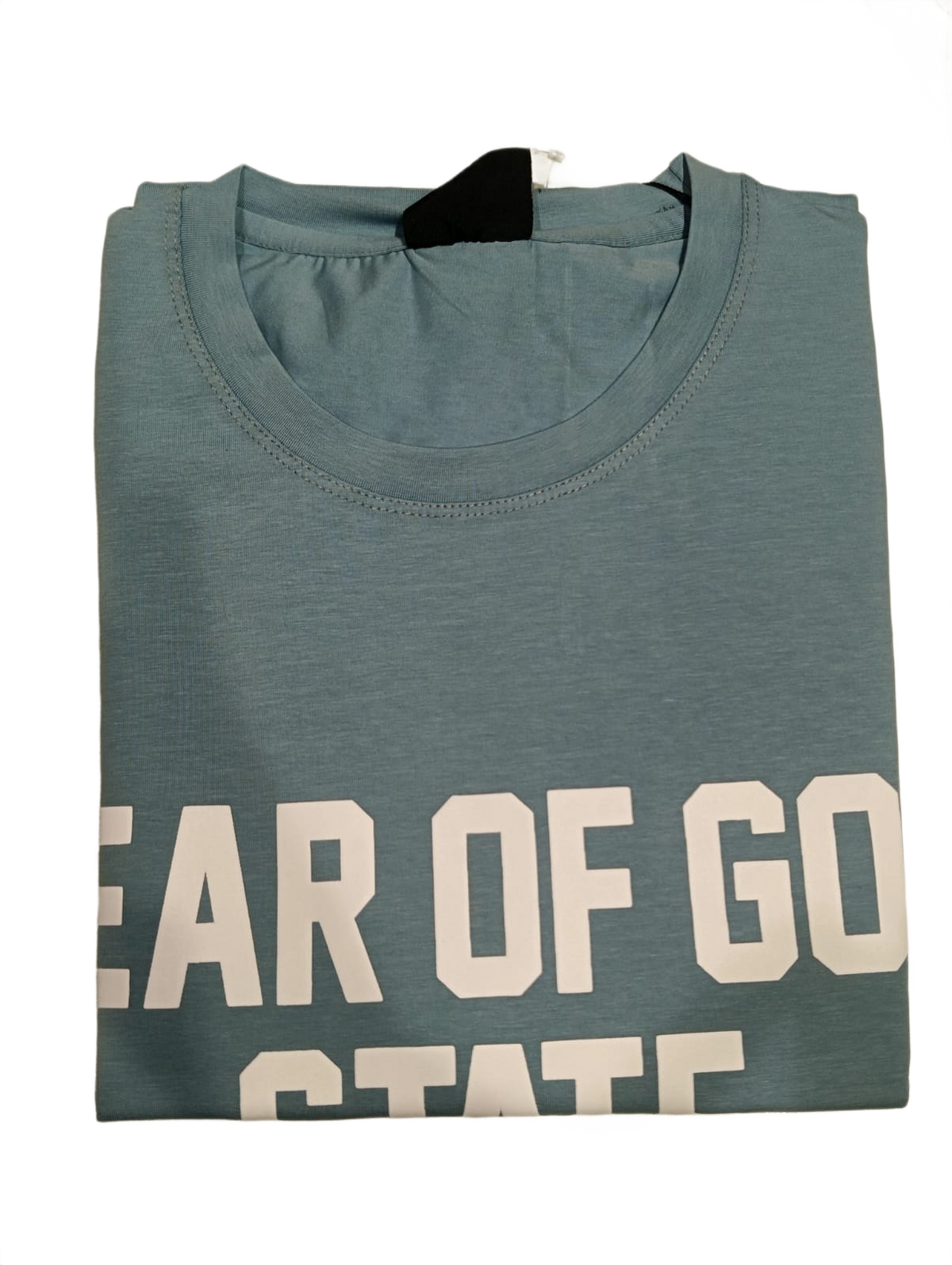 Fear of God State Oversized Printed T-Shirt | Dusty Blue Premium Cotton Casual Tee
