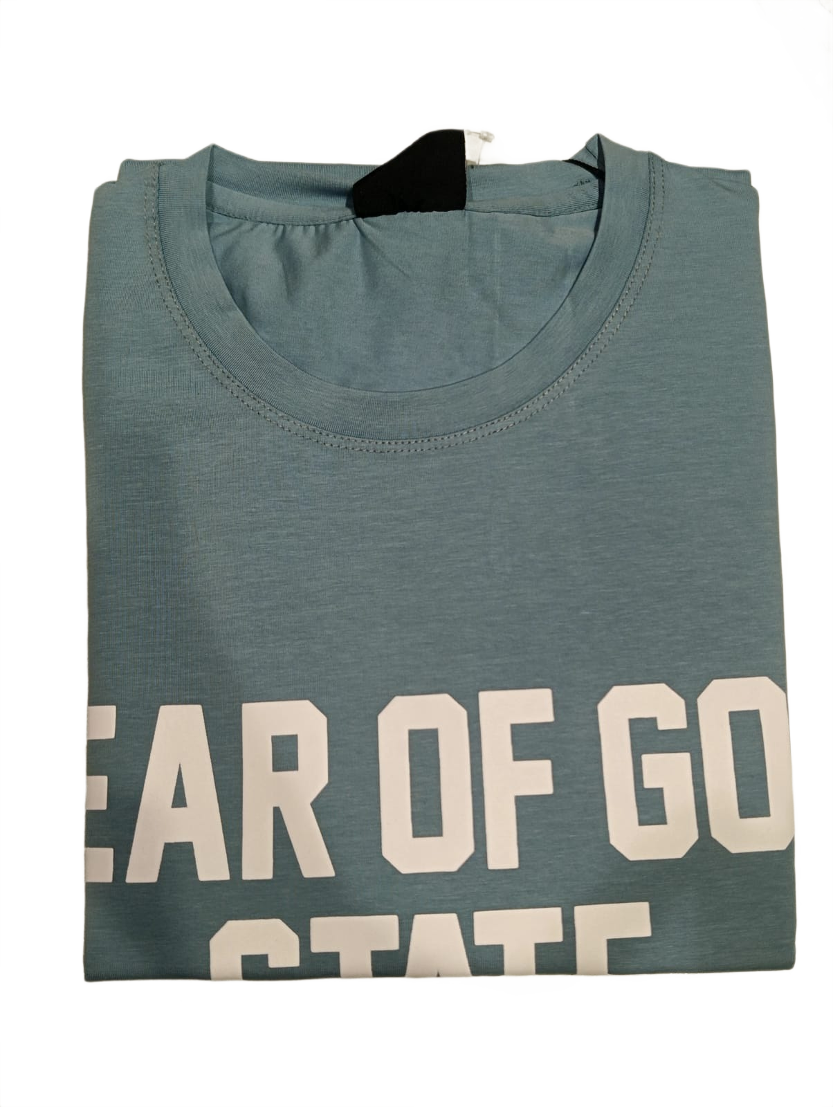 Fear of God State Oversized Printed T-Shirt | Dusty Blue Premium Cotton Casual Tee