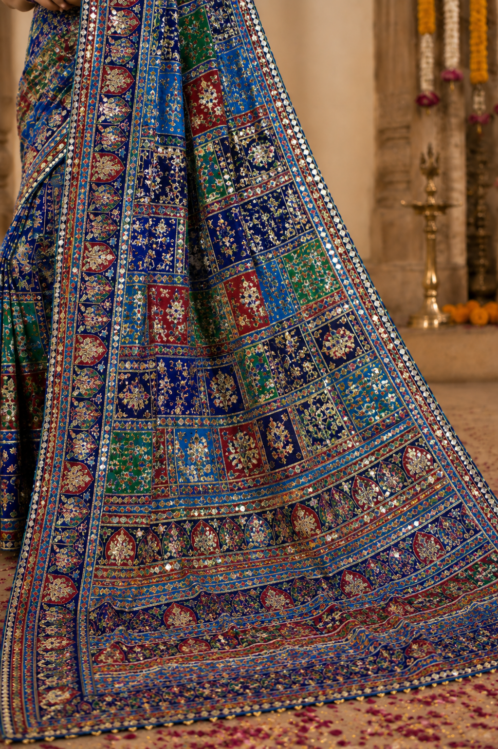 Royal Blue Mirror Work Designer Saree – Traditional Elegance Collection