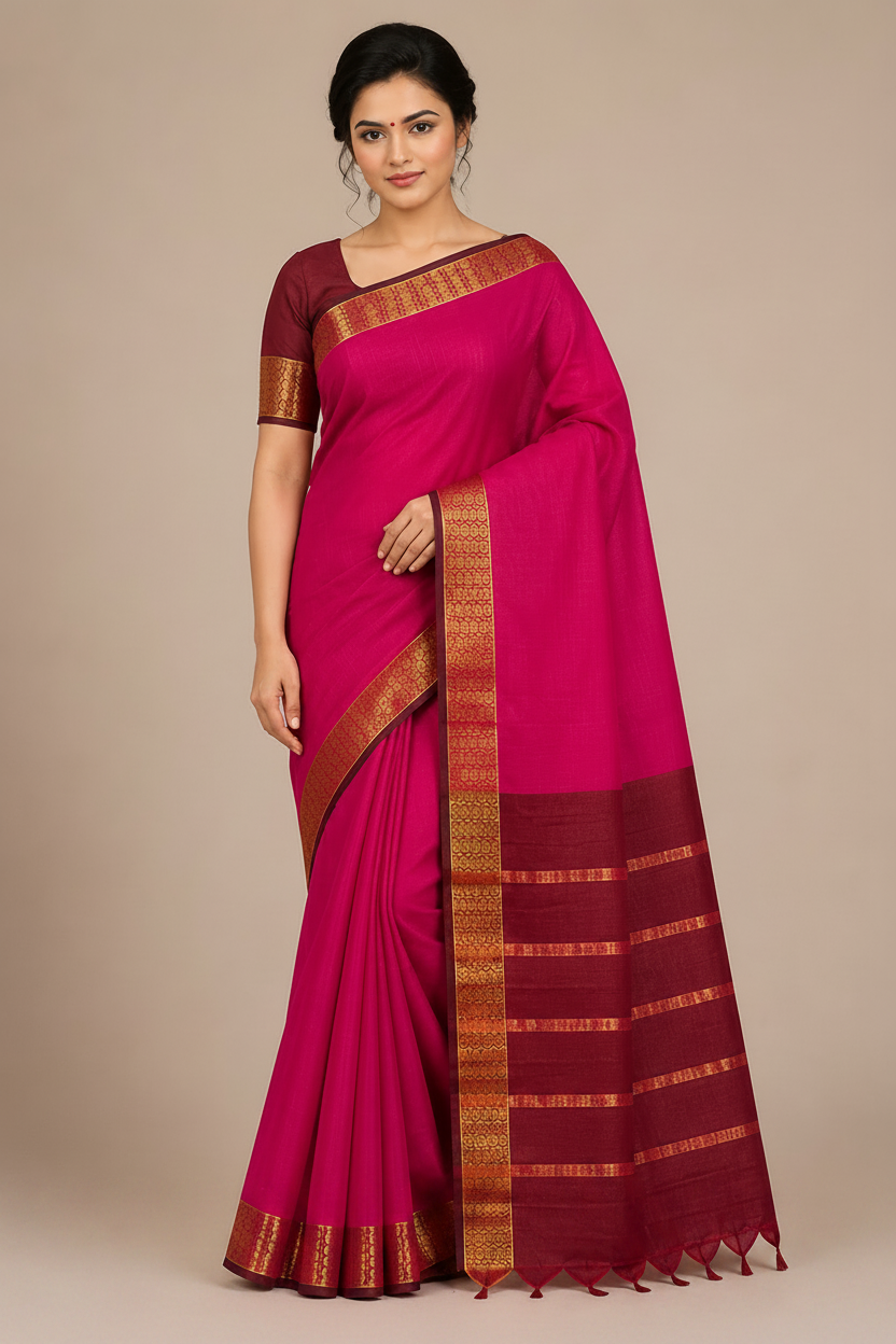 Royal  Silk Saree with Golden Zari Border