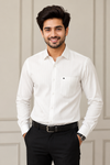 Men's Premium White Textured Formal Shirt – Full Sleeve Classic Office Wear