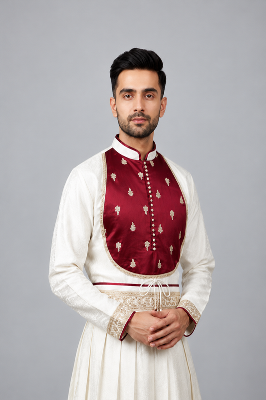 Maroon Yoke Peshwai Outfit