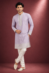 Lavender Embroidered Festive Kurta Pajama Set