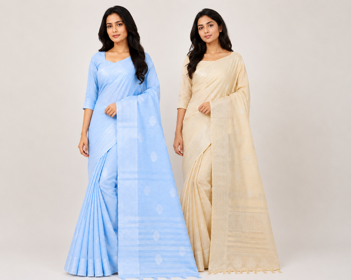 Sunflower Linen Saree  Elegance