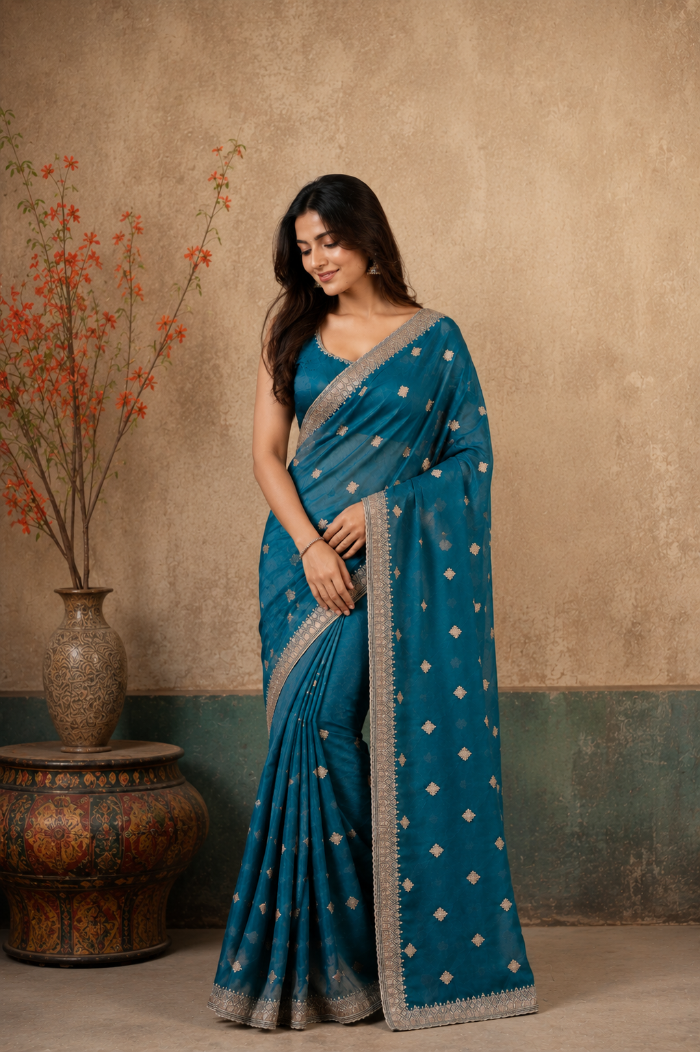 Elegant Teal Blue  Silver Zari Woven Saree | Premium Festive & Party Wear