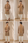 Royal Mustard Heritage Print Kurta