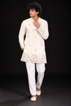 Ivory Floral Embroidered Festive Kurta Set