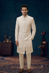 Ivory Belted Embroidered Sherwani