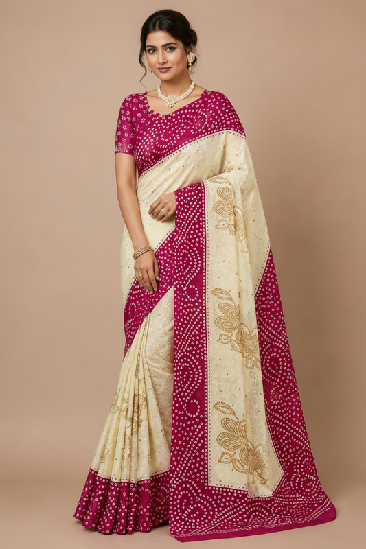 Women’s Bandhani Style Printed Saree