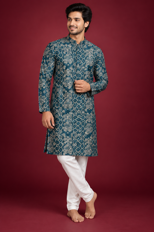 Black Embellished Indo-Western Suit