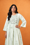 Women's Mint Green Embroidered Anarkali Kurti