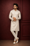 Ivory Leaf Printed Men’s Festive Kurta