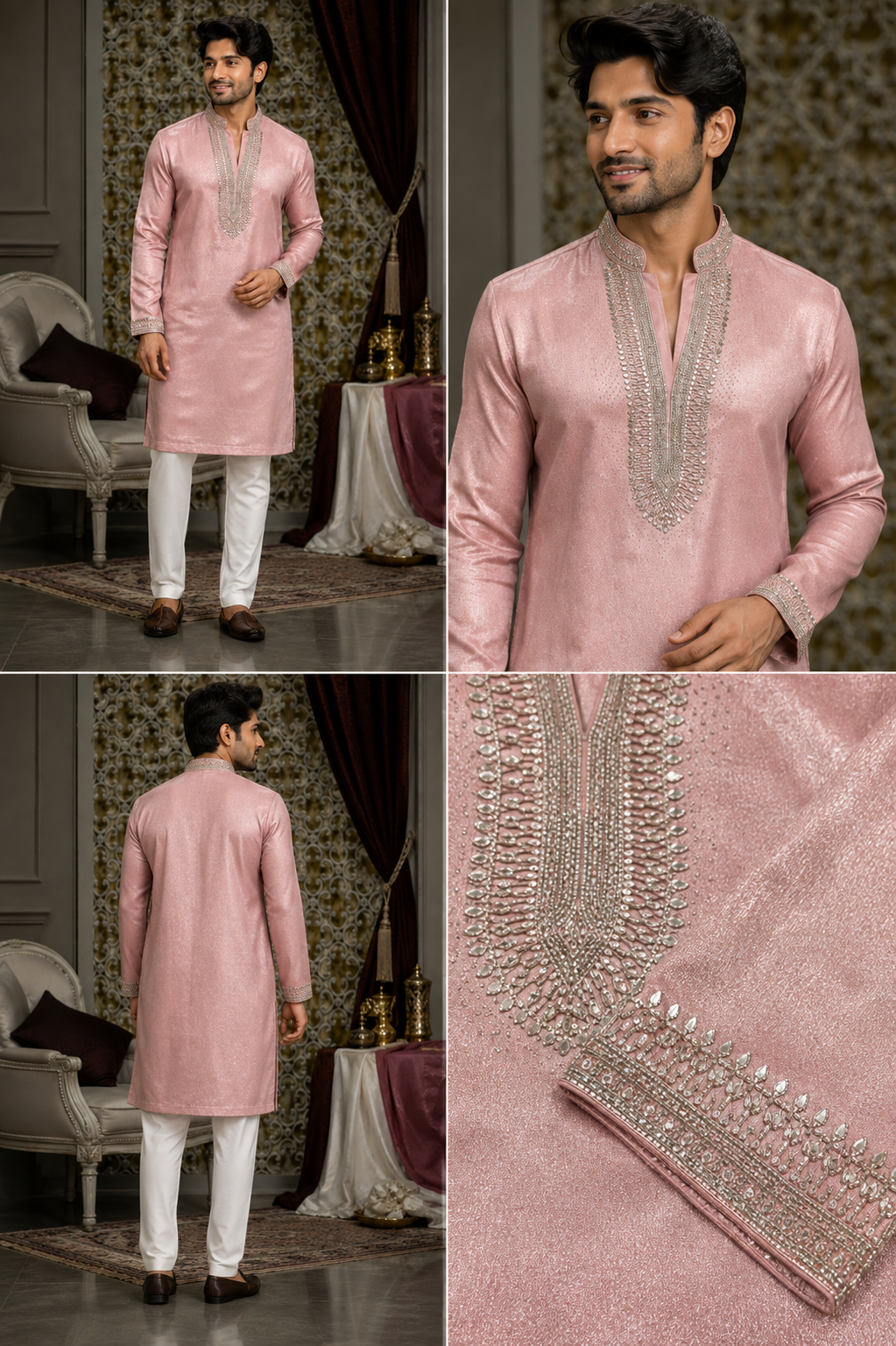Blush Pink Embroidered Festive Kurta Set
