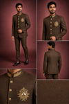 Chocolate Brown Embroidered Jodhpuri Suit