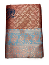 Elegant Peach & Sky Blue Woven Silk Saree with Paisley Motifs and Rich Pallu