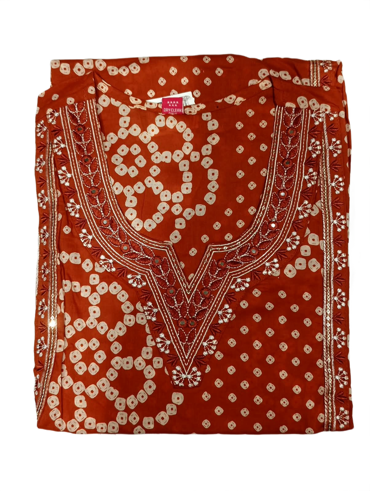 Rust Orange Printed Cotton Kurta Set with Matching Dupatta