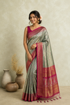 Elegant Saree with Magenta Zari Border
