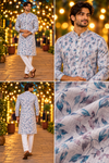 Men’s Pastel Blue Floral Print Only Kurta