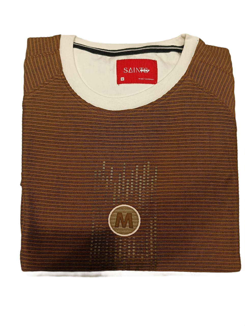 Men's Textured Brown Crew Neck T-Shirt