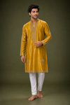 Mustard Yellow Embroidered Festive Kurta