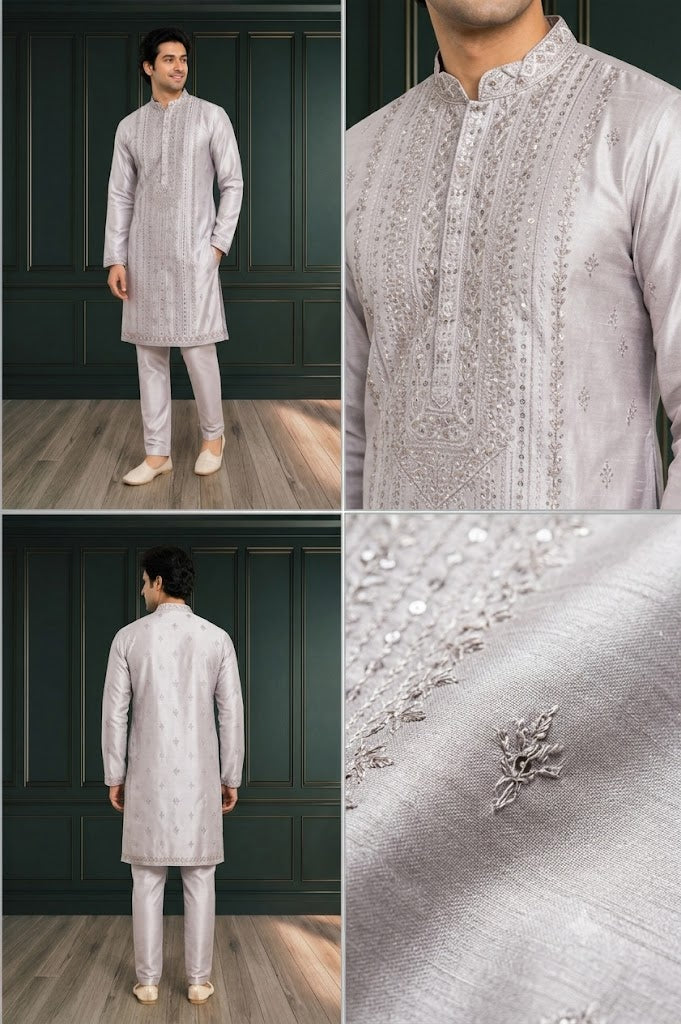 Elegant Ivory Embroidered Kurta Set