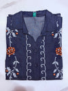 Women's Navy Blue Floral Embroidered Co-Ord Set