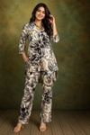 Women's Abstract Floral Printed Co-Ord Set with High-Low Kurti & Straight Pants