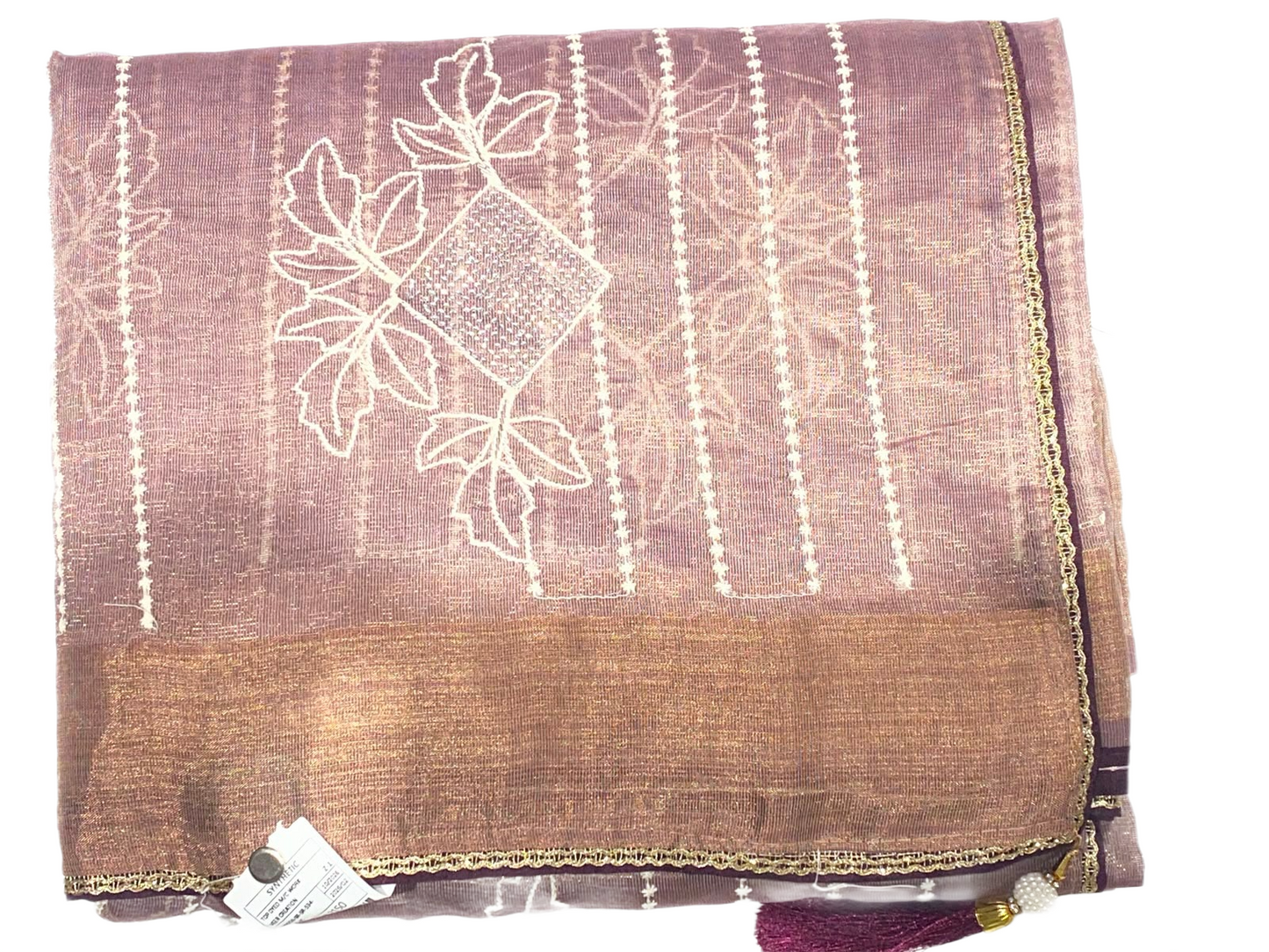 Elegant Mauve Designer Saree with Delicate Floral Weave