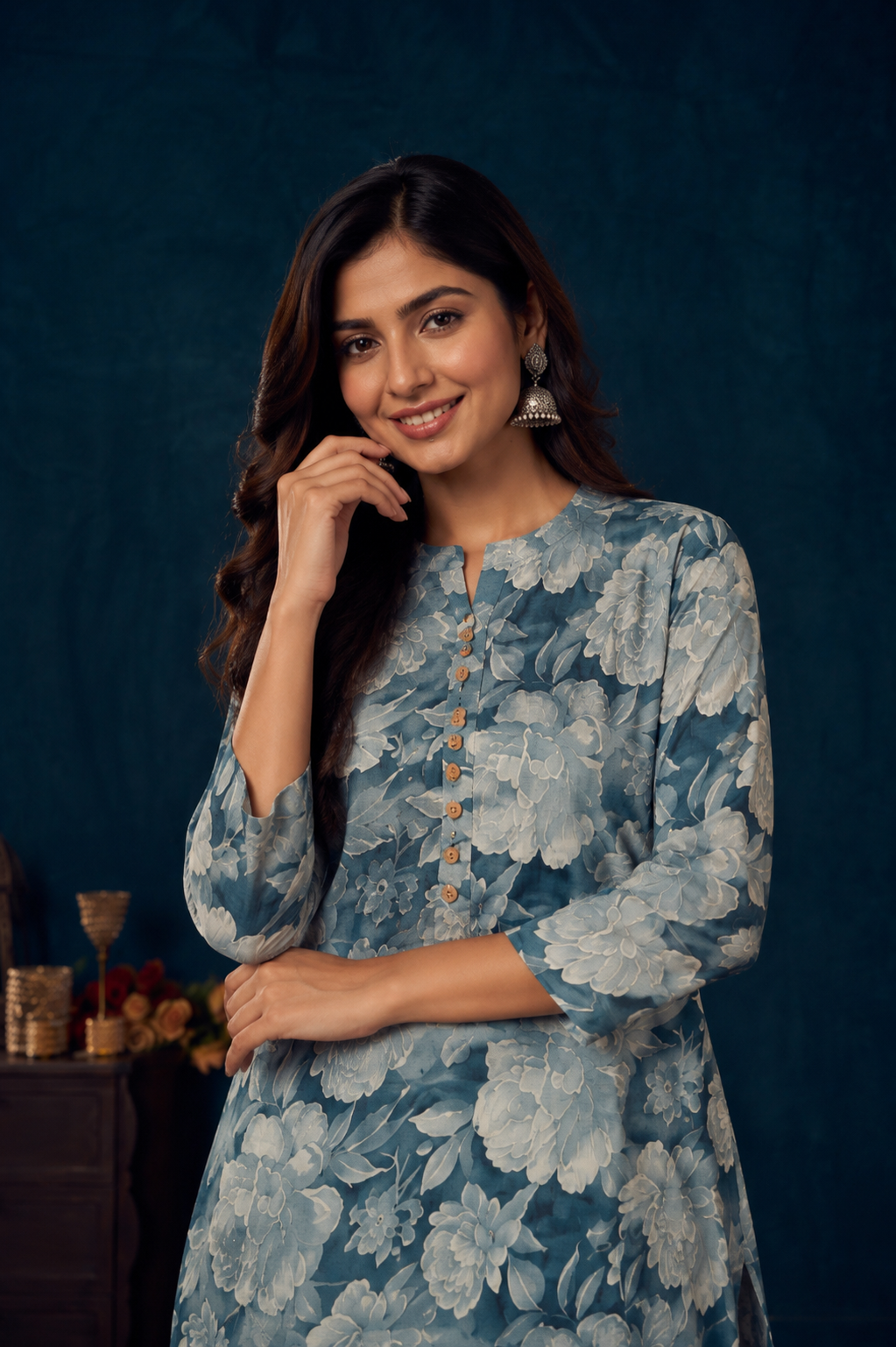 Women's Floral Printed Straight Kurti