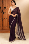 Elegant Plum Embroidered Saree